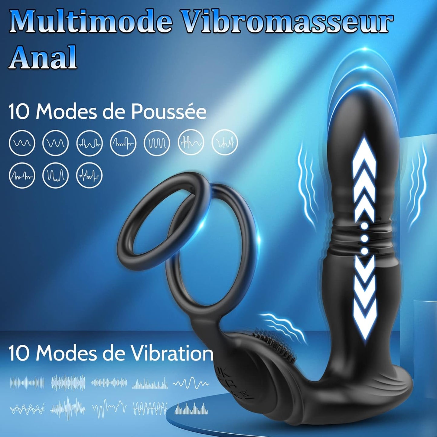 Lust - Prostata-Massagegerät mit Penisring, Analplug-Vibrator für alle