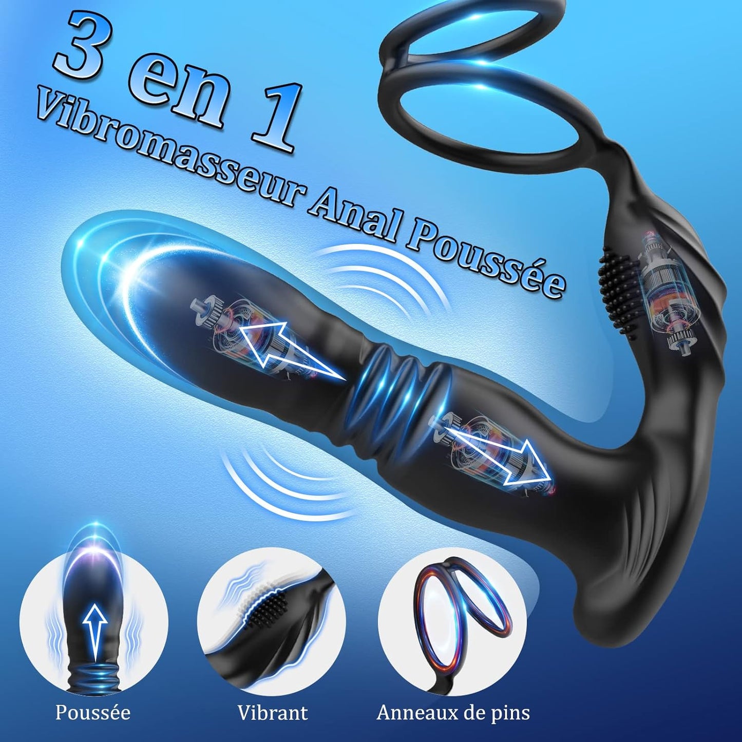 Lust - Prostata-Massagegerät mit Penisring, Analplug-Vibrator für alle