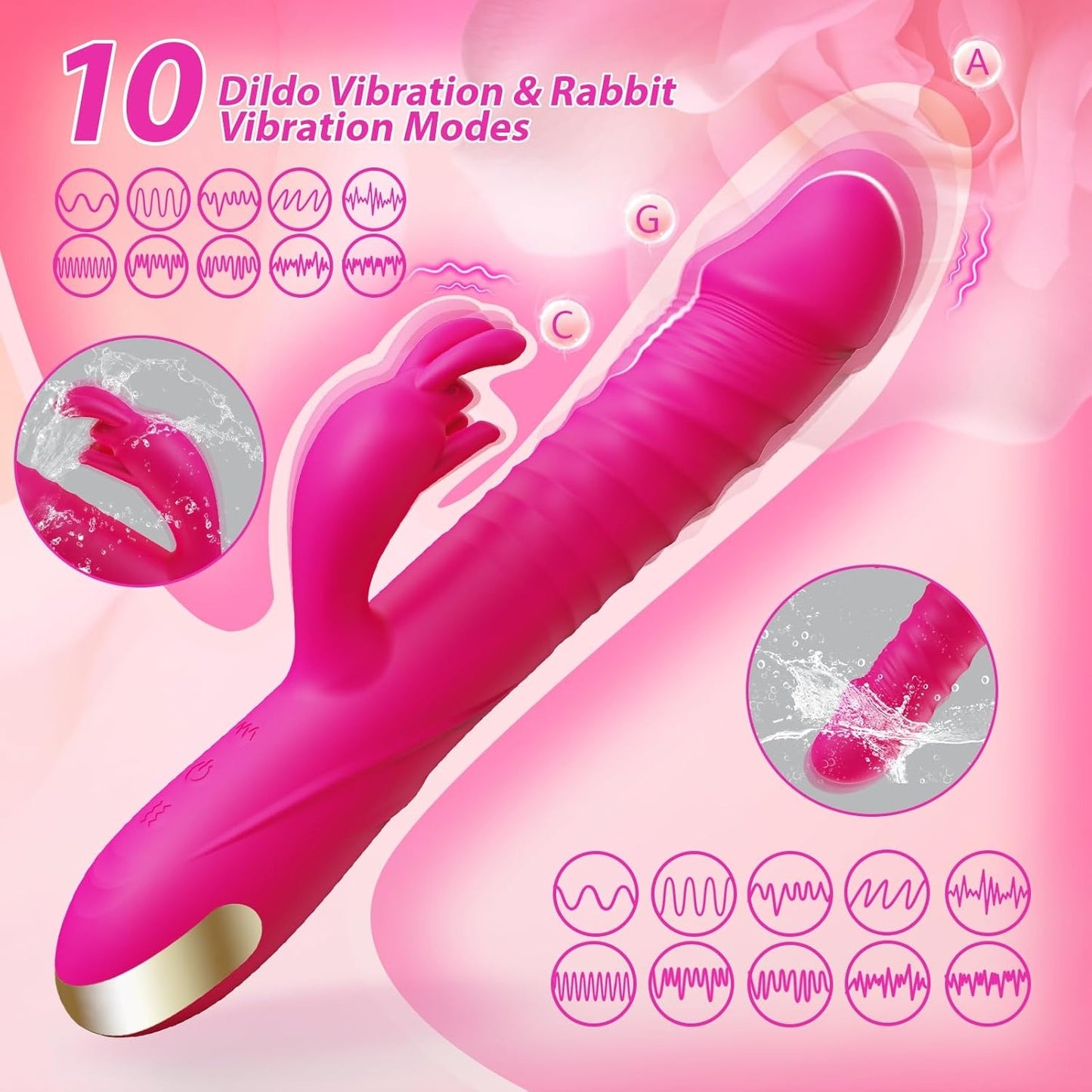 RRide Thrusting Dildo Rabbit Vibrator – Klitorisstimulator aus Silikon für Frauen oder Paare
