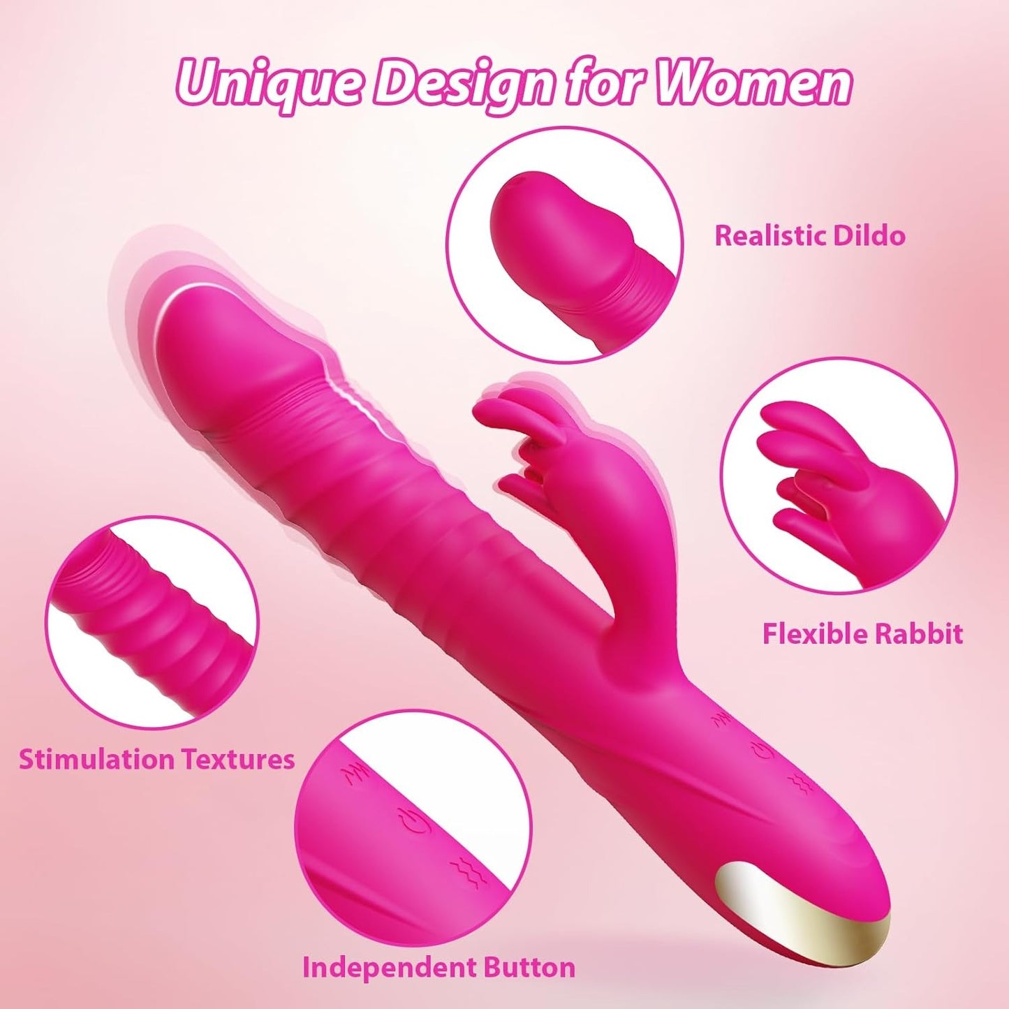 RRide Thrusting Dildo Rabbit Vibrator – Klitorisstimulator aus Silikon für Frauen oder Paare