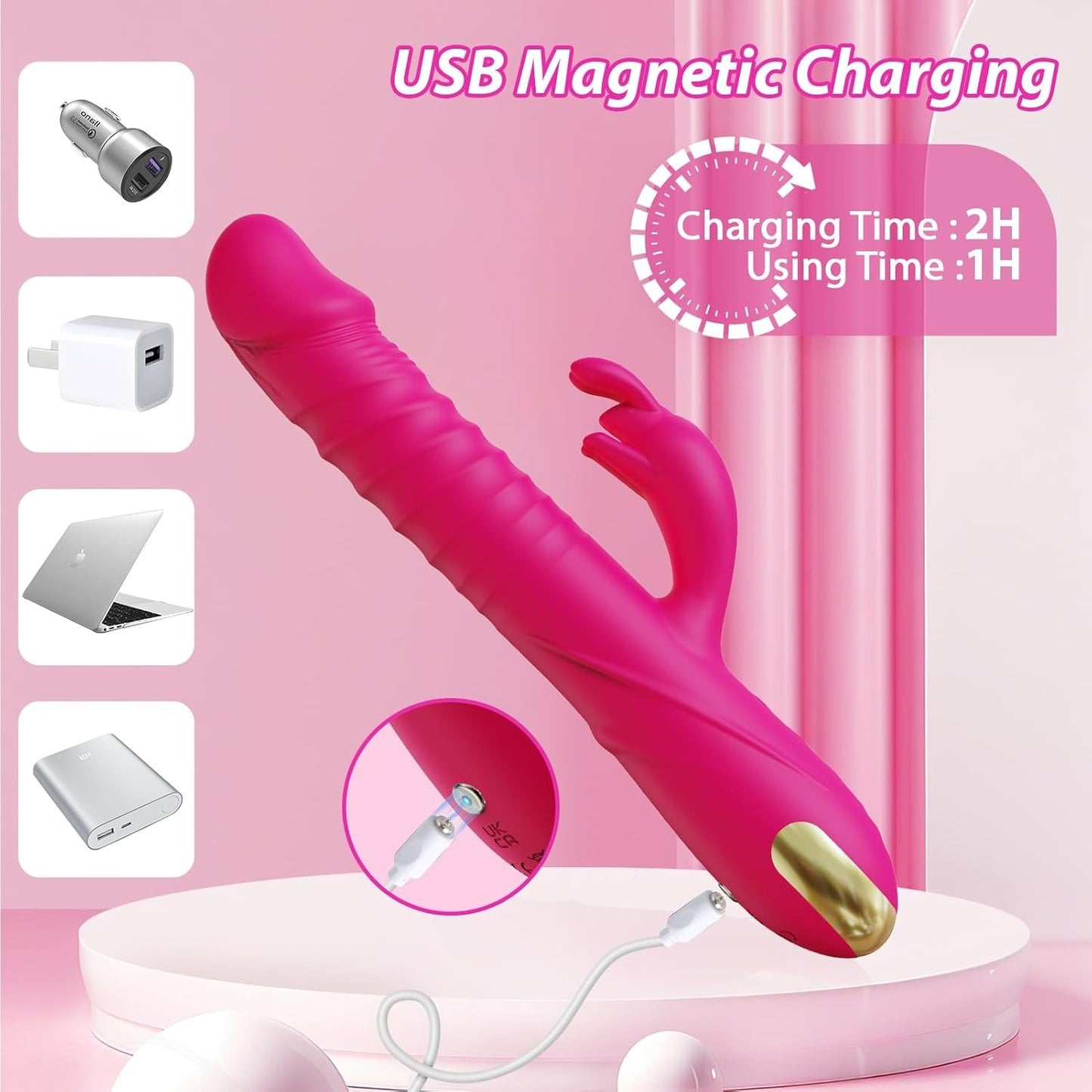 RRide Thrusting Dildo Rabbit Vibrator – Klitorisstimulator aus Silikon für Frauen oder Paare