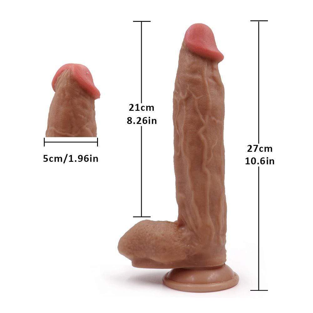 Wirbel | 10,6 Zoll großer, doppelter, flüssiger Silikon-Dildo in Braun