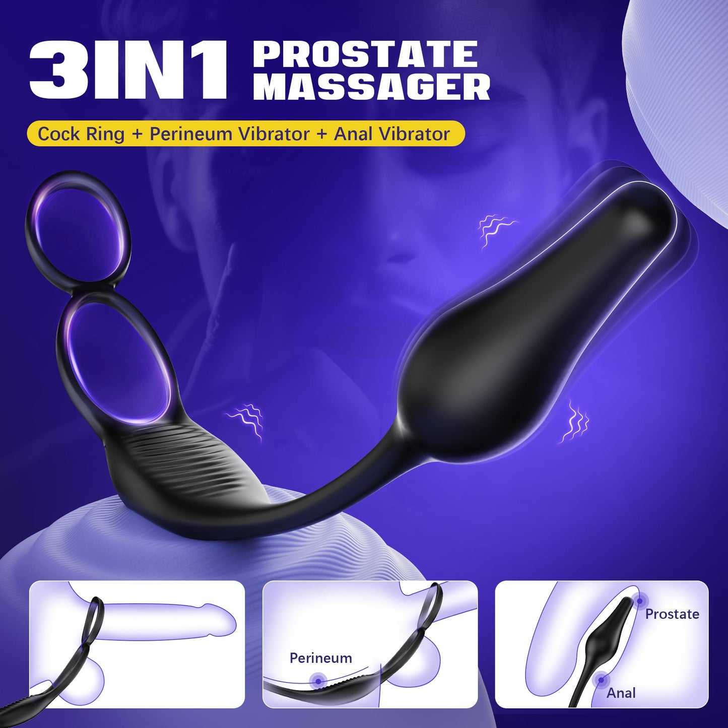 Zoppy | 3-in-1 Prostata-Massagegerät Butt Plug mit Doppelring