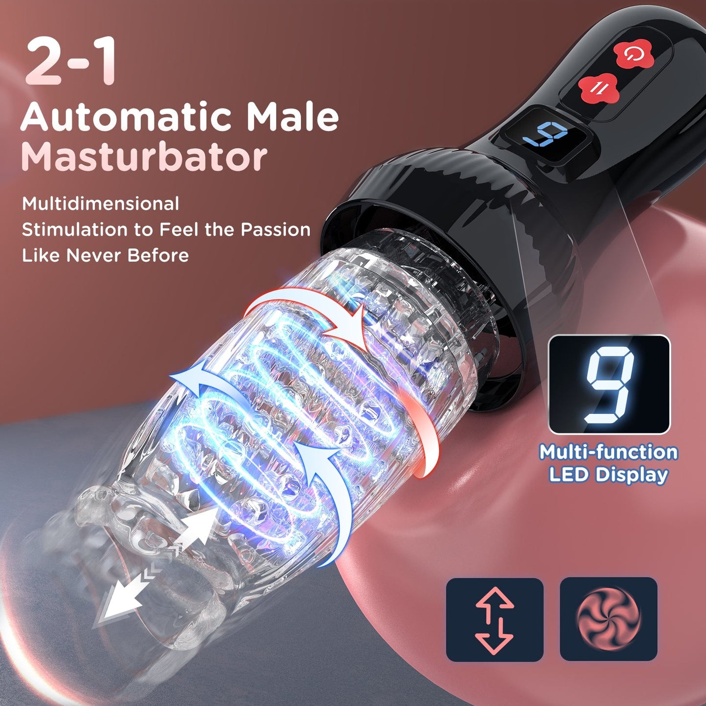 Fling | Male Rose Pro Verbesserter 2-in-1-Masturbator für Männer mit Stoß- und Rotationsfunktion