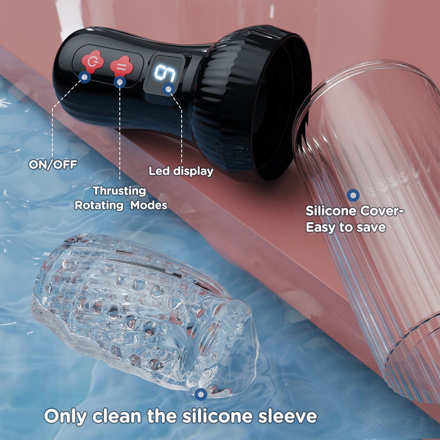 Fling | Male Rose Pro Verbesserter 2-in-1-Masturbator für Männer mit Stoß- und Rotationsfunktion