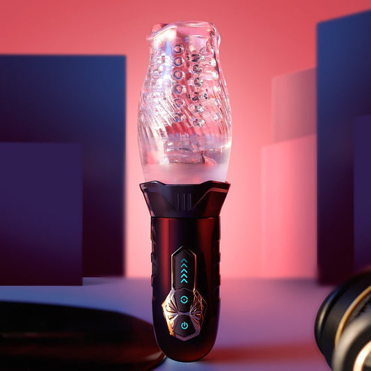 LuxuryBear - Male Rose 5 Rotating 10 Vibrating Transparent Sleeve Männlicher Masturbator 