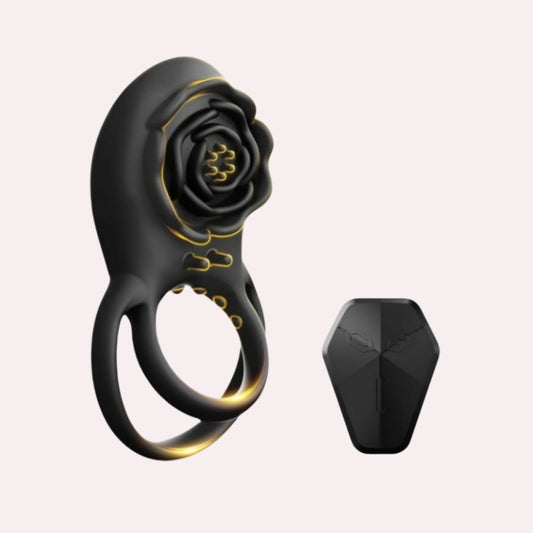 RoseRide - Vibrierender Penisring aus Silikon mit Klitorisvibrator in Rose für das Vergnügen zu zweit