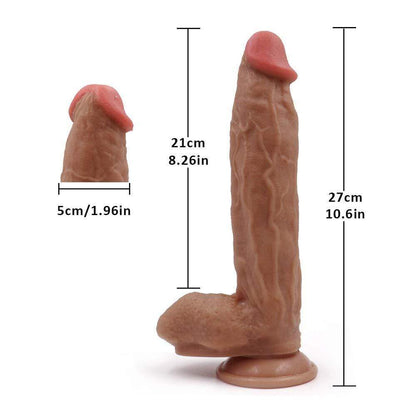Wirbel | 10,6 Zoll großer, doppelter, flüssiger Silikon-Dildo in Braun