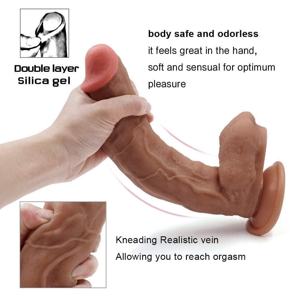 Wirbel | 10,6 Zoll großer, doppelter, flüssiger Silikon-Dildo in Braun