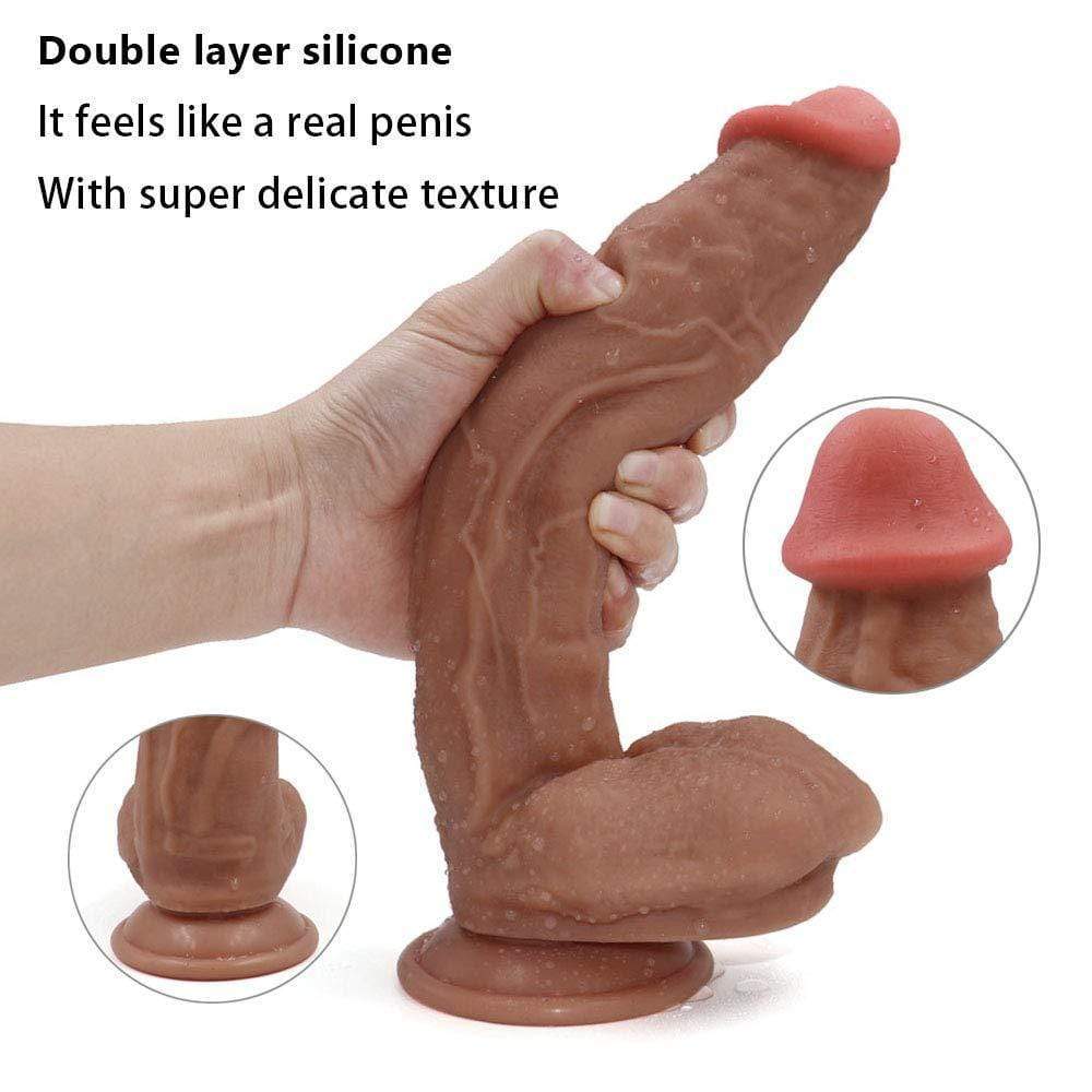 Wirbel | 10,6 Zoll großer, doppelter, flüssiger Silikon-Dildo in Braun