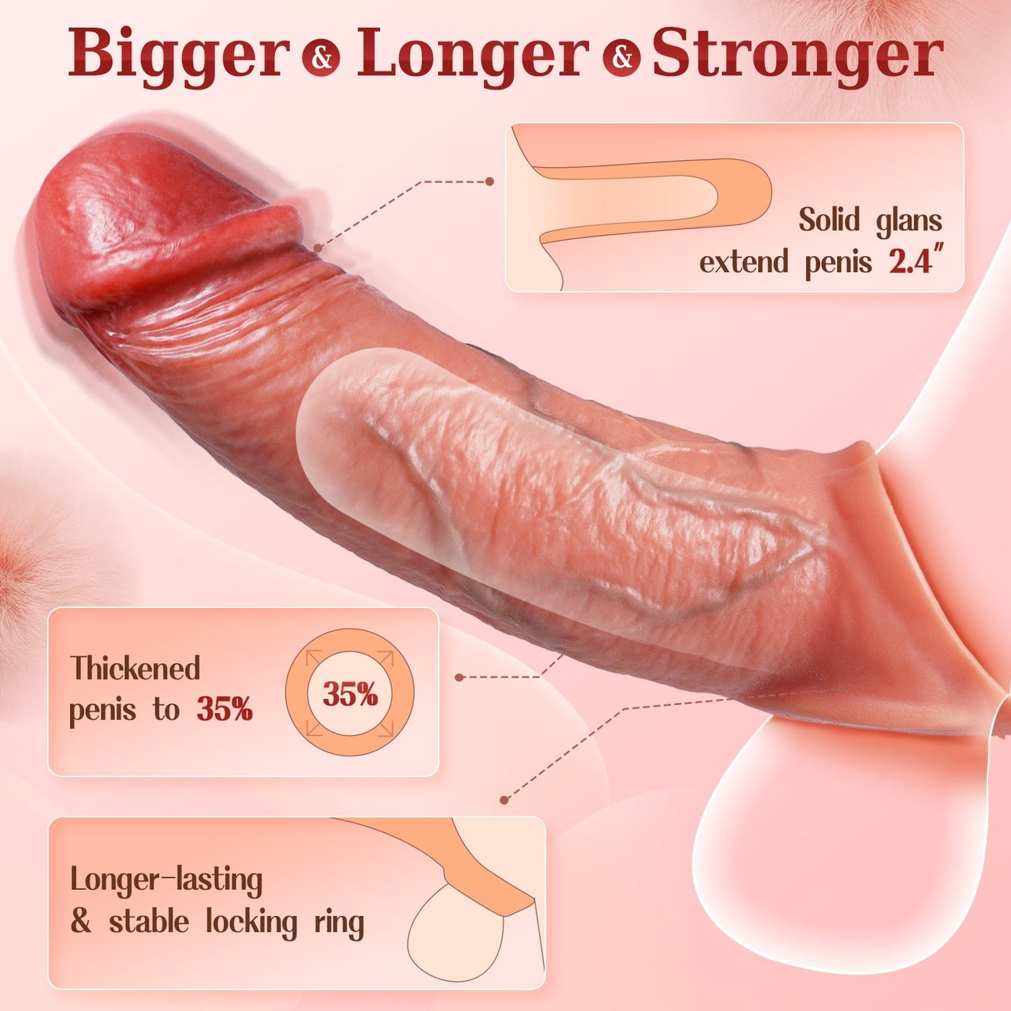 Cheeky | Penishülle Penisvibrator - 4IN1 Realistischer Penis-Extender zur Vergrößerung und Verlängerung