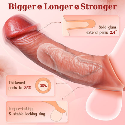 Cheeky | Penishülle Penisvibrator - 4IN1 Realistischer Penis-Extender zur Vergrößerung und Verlängerung